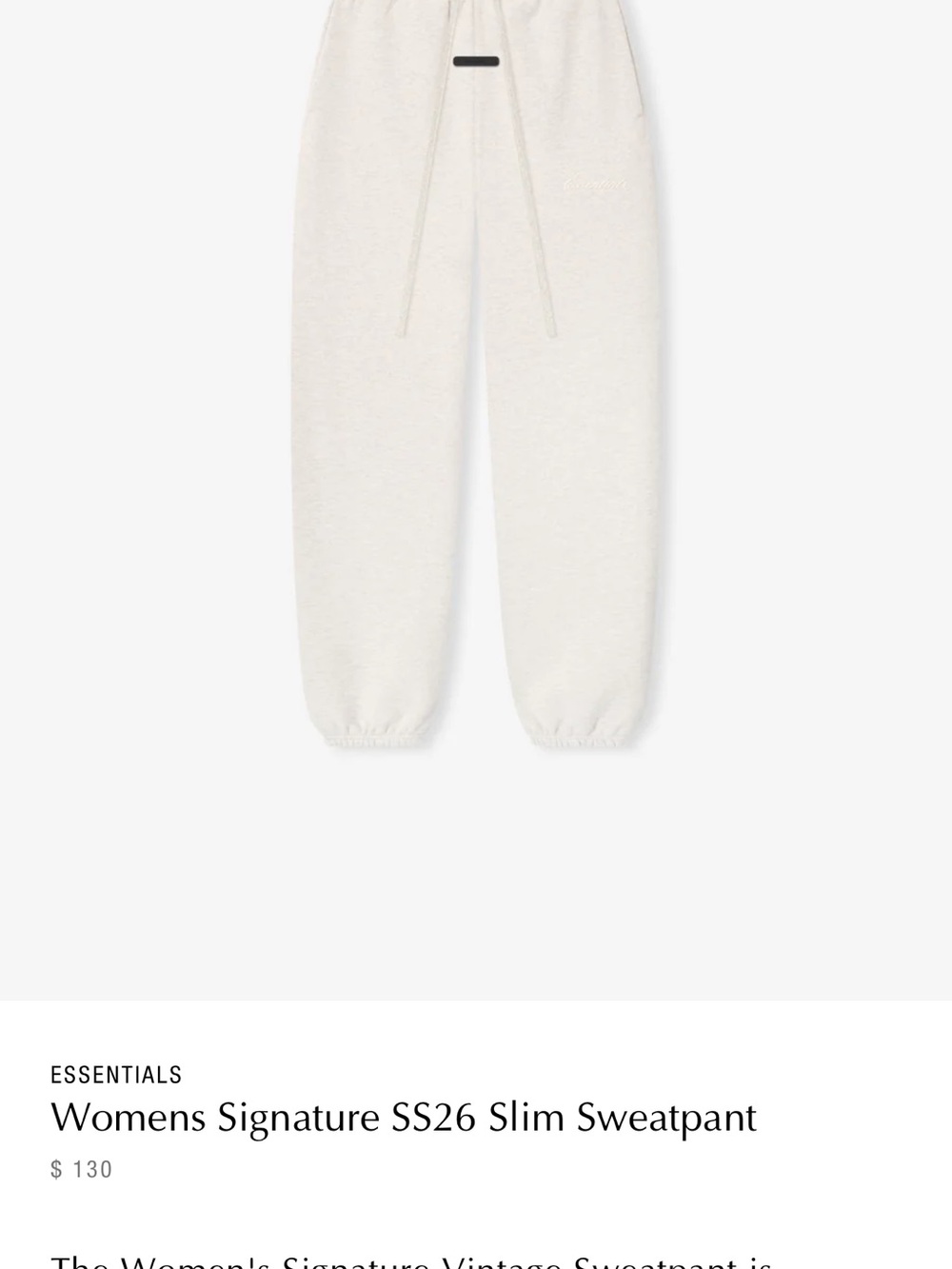 NWT Fear of God Women’s Oatmeal Grey
